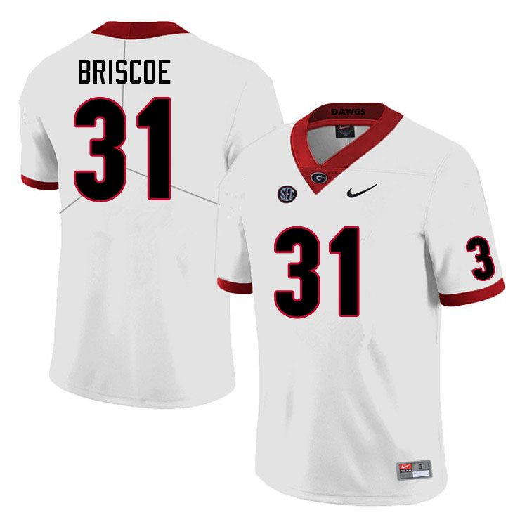 Men #31 Grant Briscoe Georgia Bulldogs College Football Jerseys Sale-White - Click Image to Close